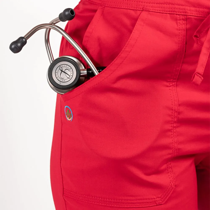 Pantaloni medicali Lotus Flex, stretch, cu elastic si snur, rosu, CVC-SP2 - imagine 5