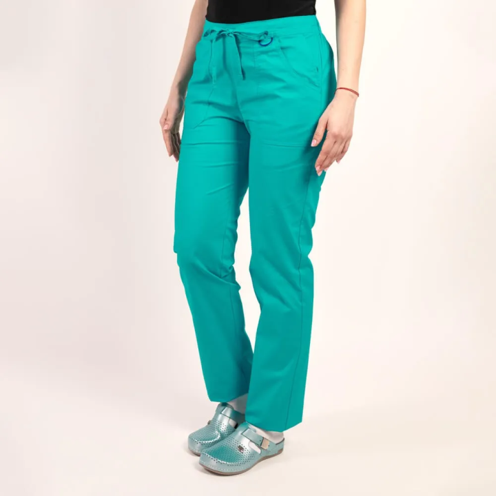 Pantaloni medicali Lotus Flex, stretch, cu elastic si snur, sea frost, CVC-SP2 - imagine 1