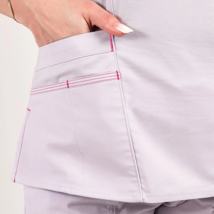 Bluza medicala Lotus Flex, stretch, mov deschis, CVC-NP4 - imagine 5