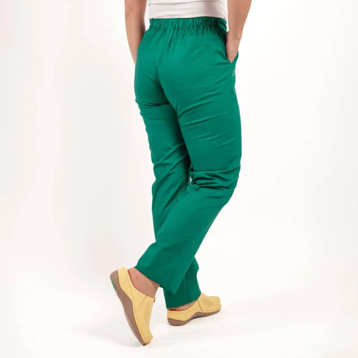 Pantaloni medicali Lotus Flex, stretch, cu elastic si snur, verde hunter, CVC-SP2 - imagine 3