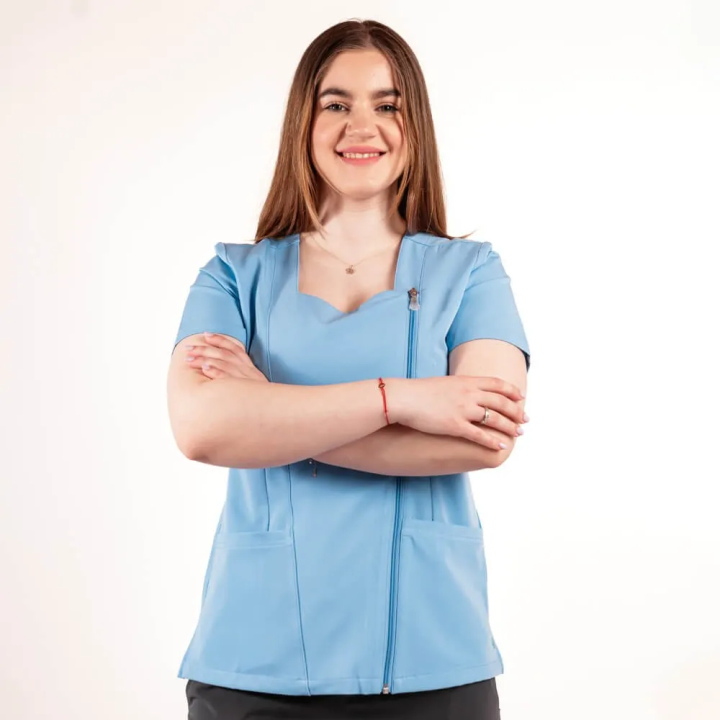 Bluza medicala Lotus Flex, stretch, albastru ciel, TRS-NP11 - imagine 5