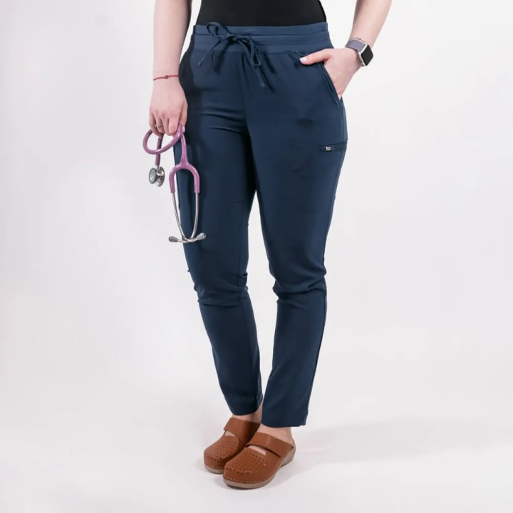 Pantaloni medicali Lotus Flex, stretch, cu snur, bleumarin, TS-SP3 - imagine 2