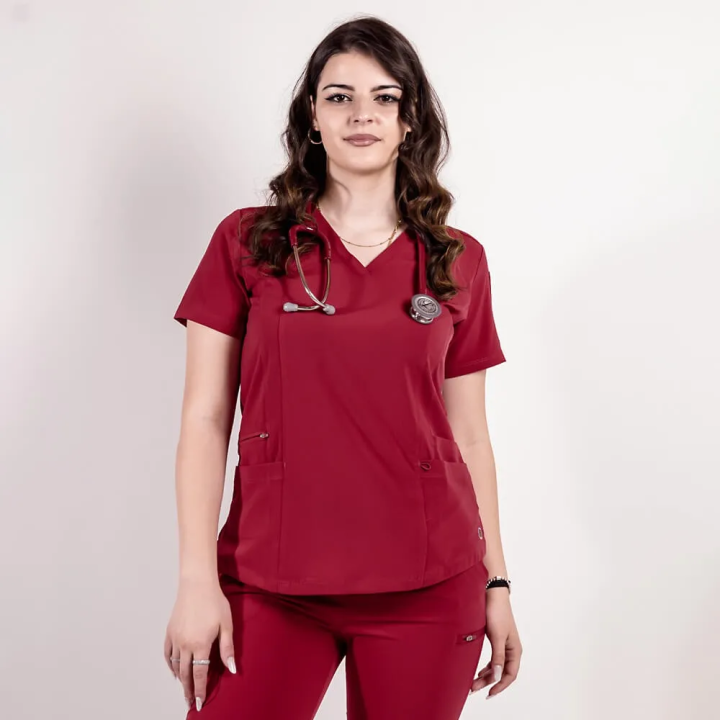 Bluza medicala Lotus Flex, stretch, visiniu, TS-NP7 - imagine 1