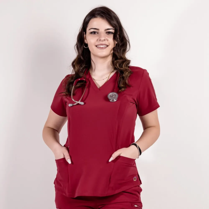 Bluza medicala Lotus Flex, stretch, visiniu, TS-NP7 - imagine 2