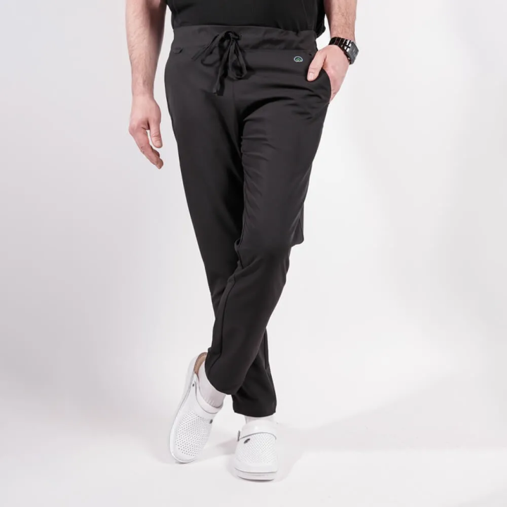 Pantaloni medicali Lotus Flex, stretch, cu snur, negru, TRS-SP9 - imagine 3