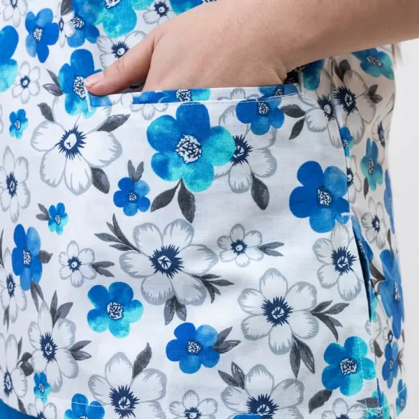Bluza medicala imprimata, bumbac si elastan, guler in V, Spring