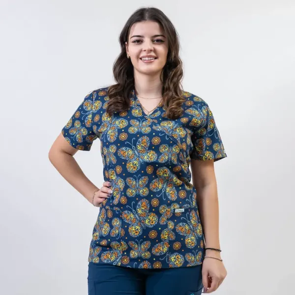 Bluza medicala imprimata Lotus 1