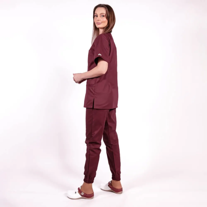 Costum Lotus 2, bluza cu fermoar, pantaloni cu elastic in talie si manseta, visiniu - imagine 3