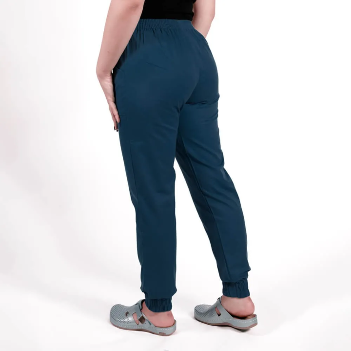Costum Lotus 2, bluza asimetrica cu capse, pantaloni cu elastic in talie si manseta, bleumarin - imagine 12