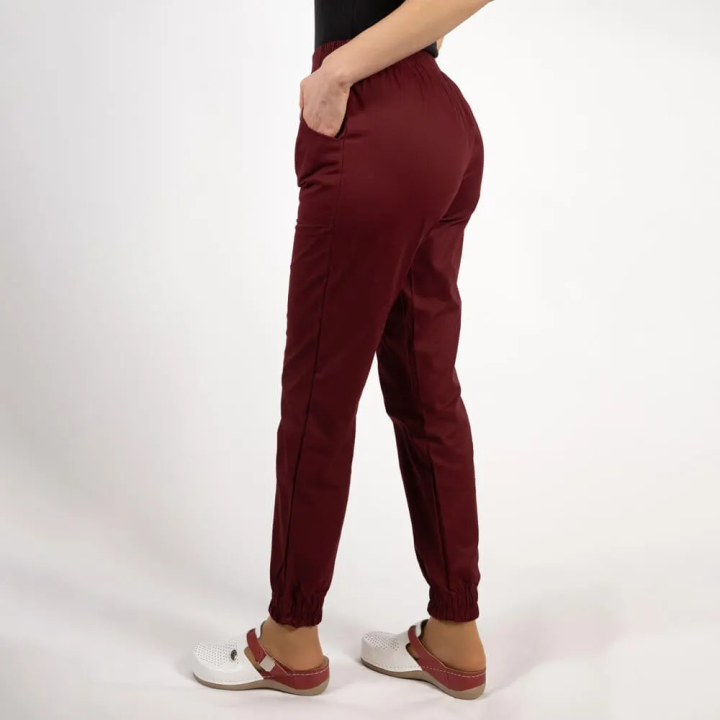 Costum Lotus 2, bluza cu fermoar si paspol, pantaloni cu elastic si manseta, alb/visiniu - imagine 11