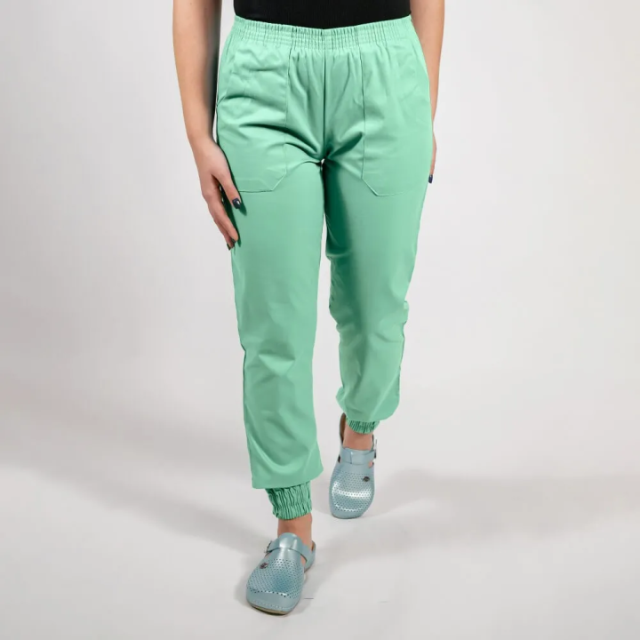 Pantalon unisex Lotus 1, cu elastic in talie si manseta, verde menta - imagine 2