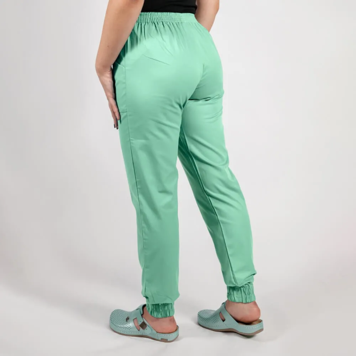 Pantalon unisex Lotus 1, cu elastic in talie si manseta, verde menta - imagine 3