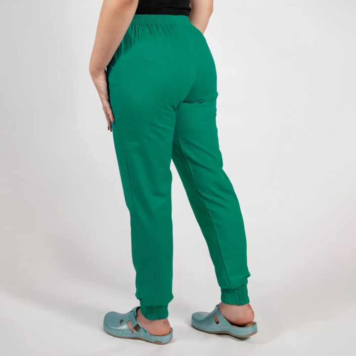 Pantalon unisex Lotus 2, cu elastic in talie si manseta, verde hunter - imagine 3