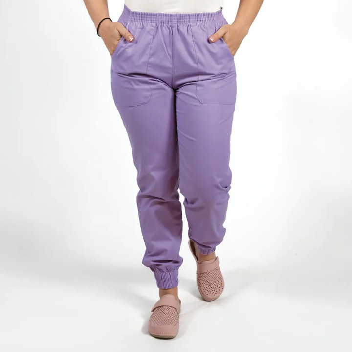 Pantalon unisex Lotus 2, cu elastic in talie si manseta, mov - imagine 2