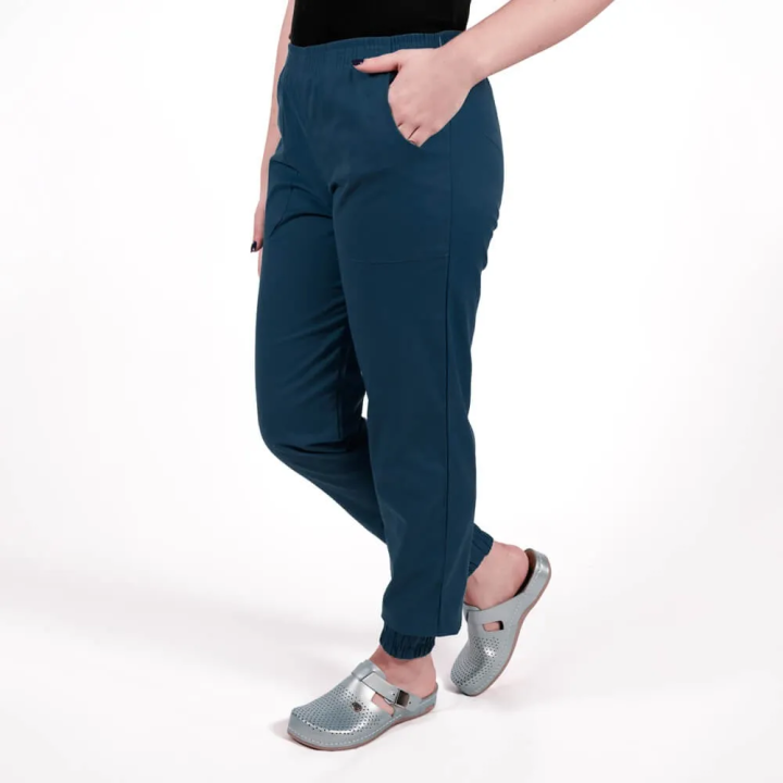 Pantalon unisex Lotus 1, cu elastic in talie si manseta, bleumarin - imagine 1