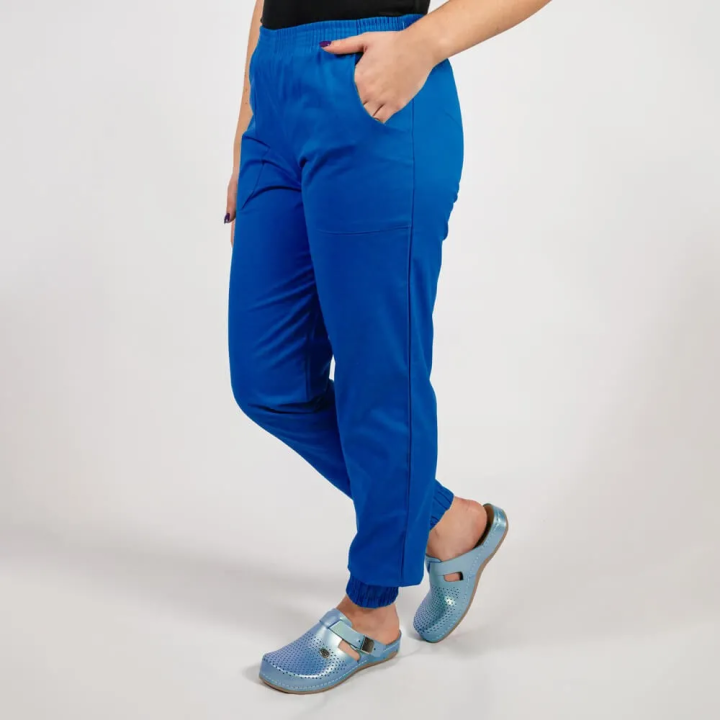 Pantalon unisex Lotus 1, cu elastic in talie si manseta, albastru royal - imagine 1