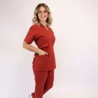 Costum Lotus 1, bluza kimono, pantaloni cu snur, rosu