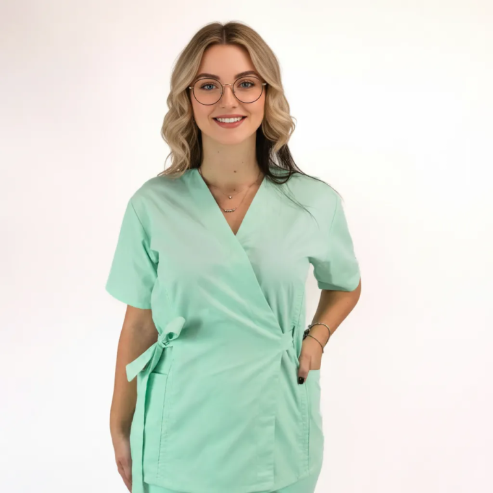 Costum Lotus 1, bluza kimono, pantaloni cu snur, verde menta - imagine 5