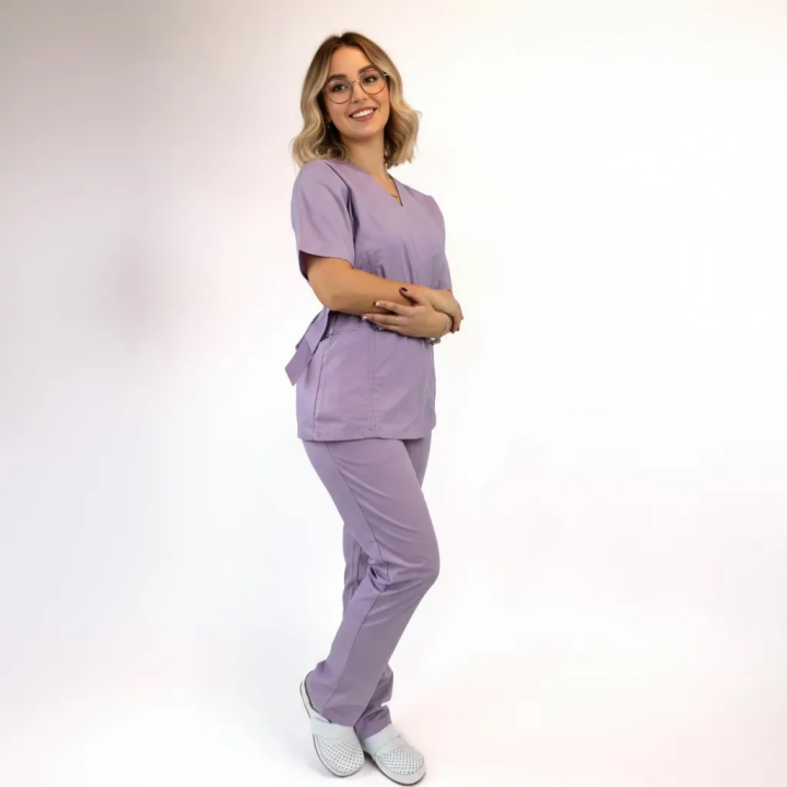 Costum Lotus 1, bluza kimono, pantaloni cu snur, lila - imagine 2