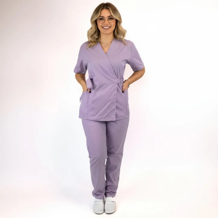 Costum Lotus 1, bluza kimono, pantaloni cu snur, lila - imagine 3