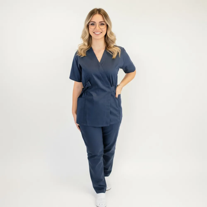 Costum Lotus 1, bluza kimono, pantaloni cu snur, bleumarin - imagine 1