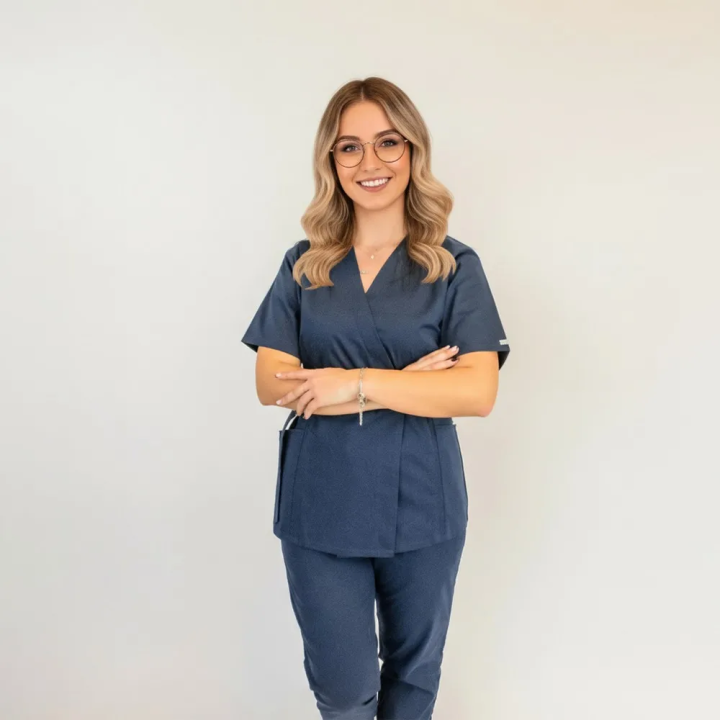 Costum Lotus 1, bluza kimono, pantaloni cu snur, bleumarin - imagine 3