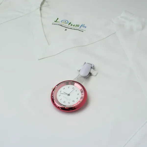 Ceas pentru doctori, cu clip-on, Lotus, rosu