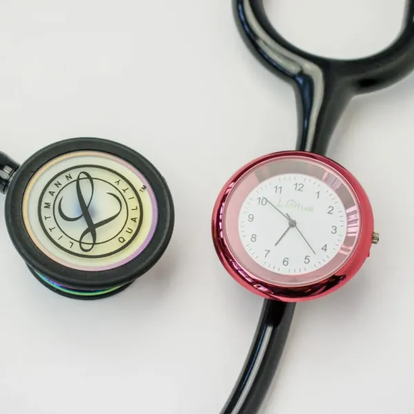 Ceas pentru doctori, cu prindere pe stetoscop, Lotus, rosu