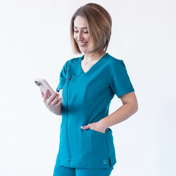 Costum medical Lotus Flex, stretch, turcoaz inchis, TRS-JK1 TRS-SP9