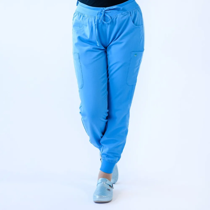 Pantaloni medicali Lotus Flex, stretch, cu snur, albastru deschis, TRS-SP4-V3 - imagine 1