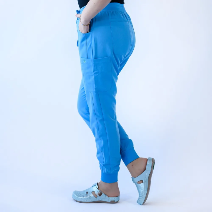 Pantaloni medicali Lotus Flex, stretch, cu snur, albastru deschis, TRS-SP4-V3 - imagine 2