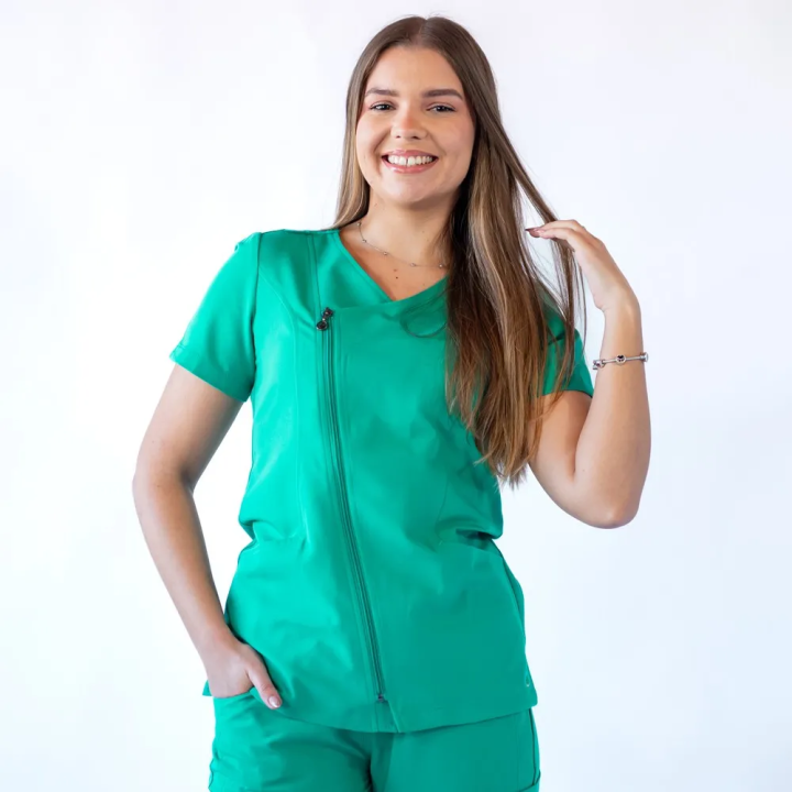 Bluza medicala Lotus Flex, stretch, verde chirurgical, TRS-JK1 - imagine 3