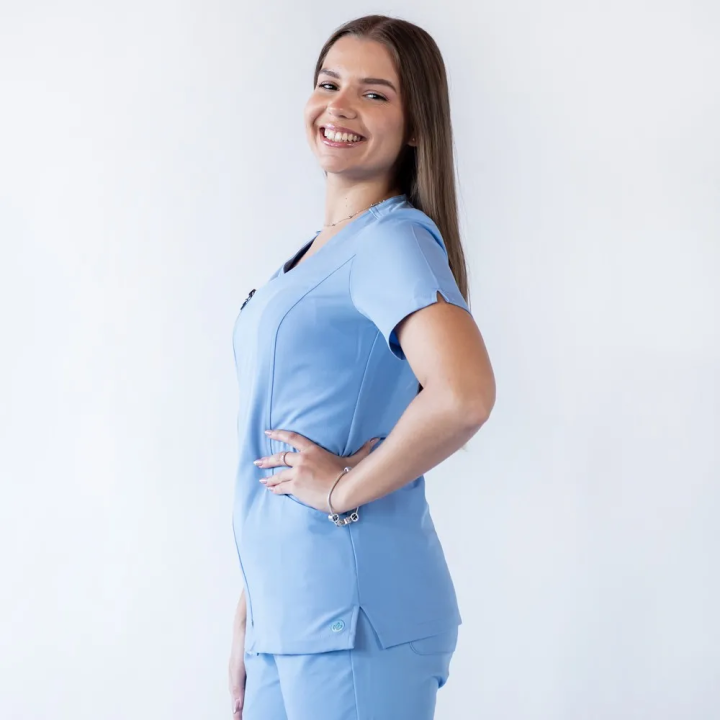 Bluza medicala Lotus Flex, stretch, albastru ciel, TRS-JK1 - imagine 2