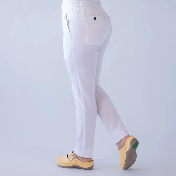 Pantaloni medicali Lotus Flex, stretch, cu snur, alb, TRS-SP9 - imagine 2