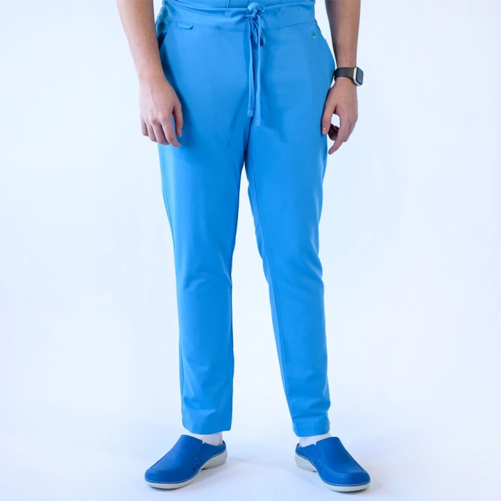 Pantaloni medicali Lotus Flex, stretch, cu snur, albastru deschis, TRS-SP9 - imagine 1