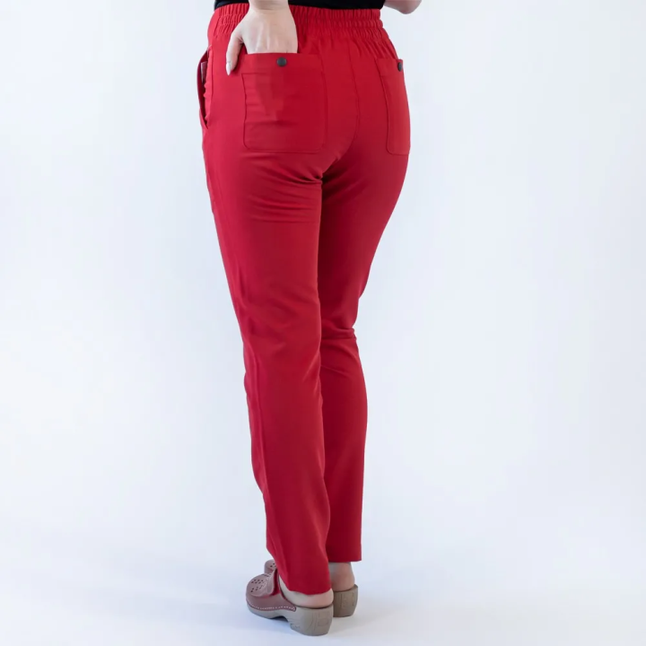 Pantaloni medicali Lotus Flex, stretch, cu snur, rosu, TRS-SP9 - imagine 4