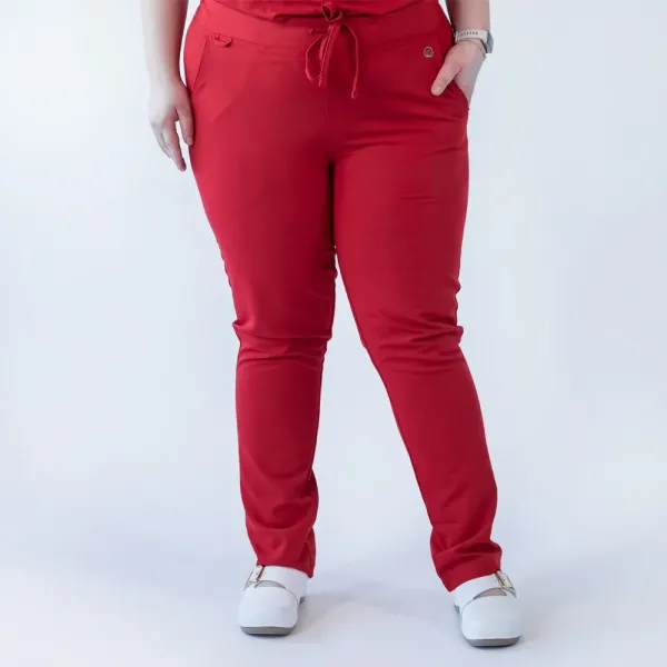 Pantaloni medicali Lotus Flex, stretch, cu snur, rosu, TRS-SP9