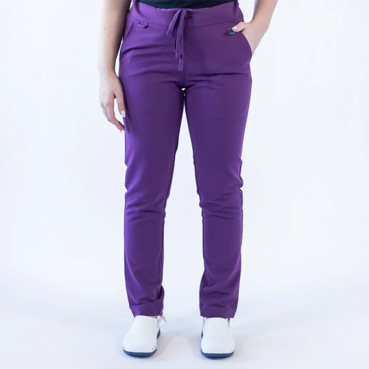 Pantaloni medicali Lotus Flex, stretch, cu snur, wine, TRS-SP9 - imagine 1