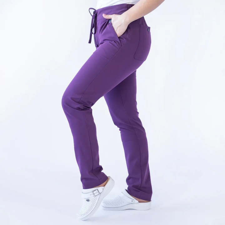 Pantaloni medicali Lotus Flex, stretch, cu snur, wine, TRS-SP9 - imagine 4