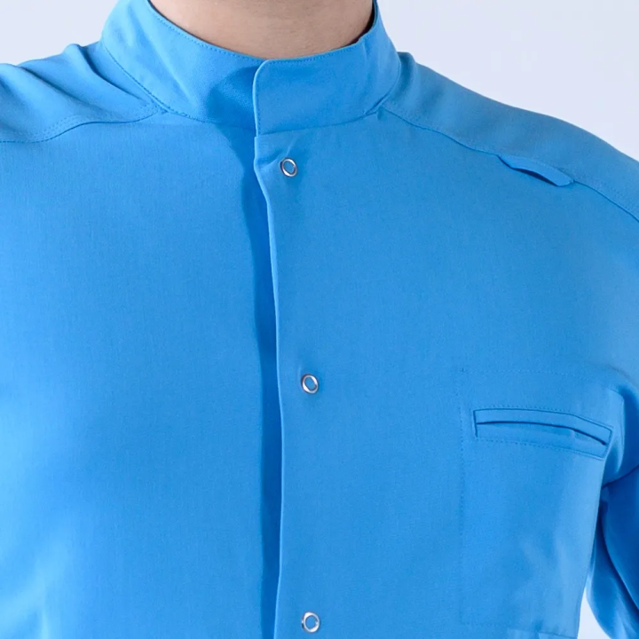 Bluza medicala cu capse, Lotus Flex, stretch, albastru deschis, TRS-JK7 - imagine 3