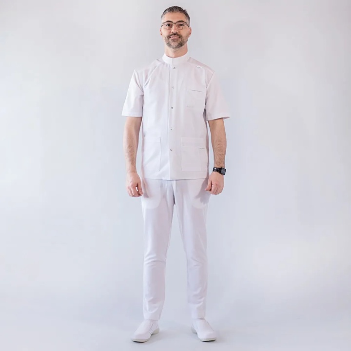 Costum medical Lotus Flex, stretch, alb, TRS-JK7 TRS-SP9 - imagine 1