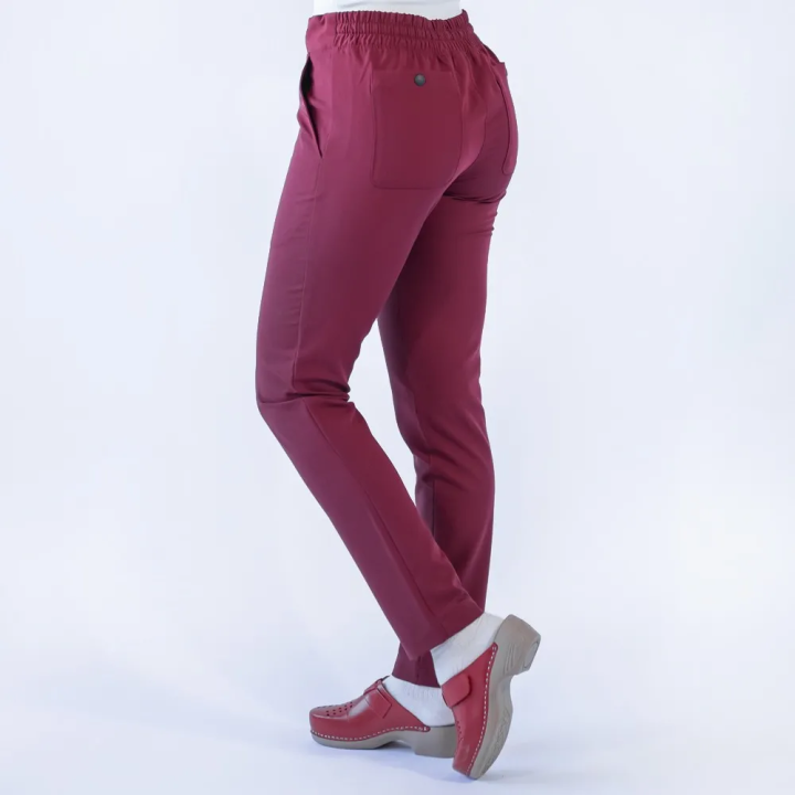 Pantaloni medicali Lotus Flex, stretch, cu snur, visiniu, TRS-SP9 - imagine 2