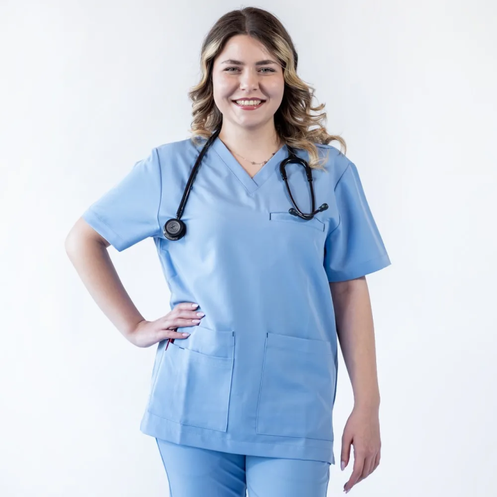 Bluza medicala Lotus Flex, stretch, albastru ciel, TRS-NP16 - imagine 1