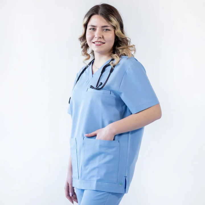 Bluza medicala Lotus Flex, stretch, albastru ciel, TRS-NP16 - imagine 2