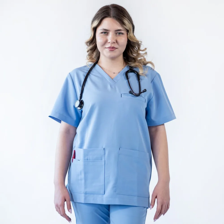 Bluza medicala Lotus Flex, stretch, albastru ciel, TRS-NP16 - imagine 3