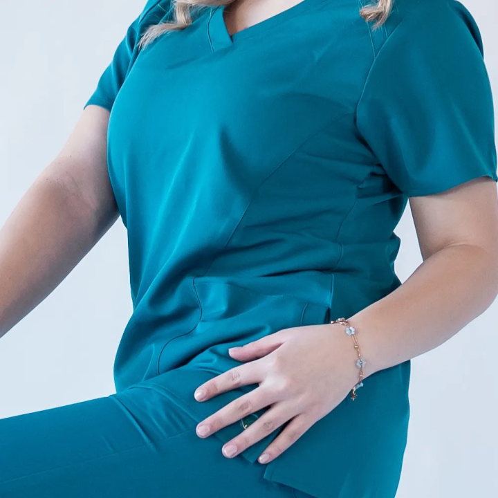 Bluza medicala Lotus Flex, stretch, turcoaz inchis, TRS-NP24 - imagine 3