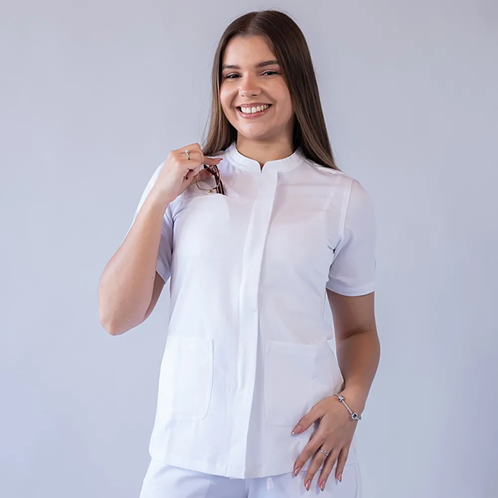 Bluza medicala Lotus Flex, stretch, alb, TRS-JK8 - imagine 1