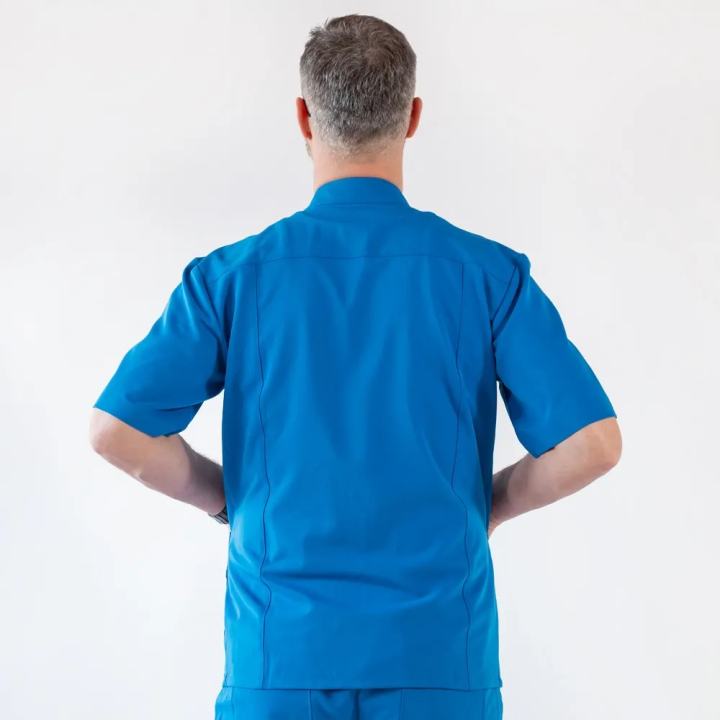 Bluza medicala cu capse, Lotus Flex, stretch, albastru royal, TRS-JK7 - imagine 3
