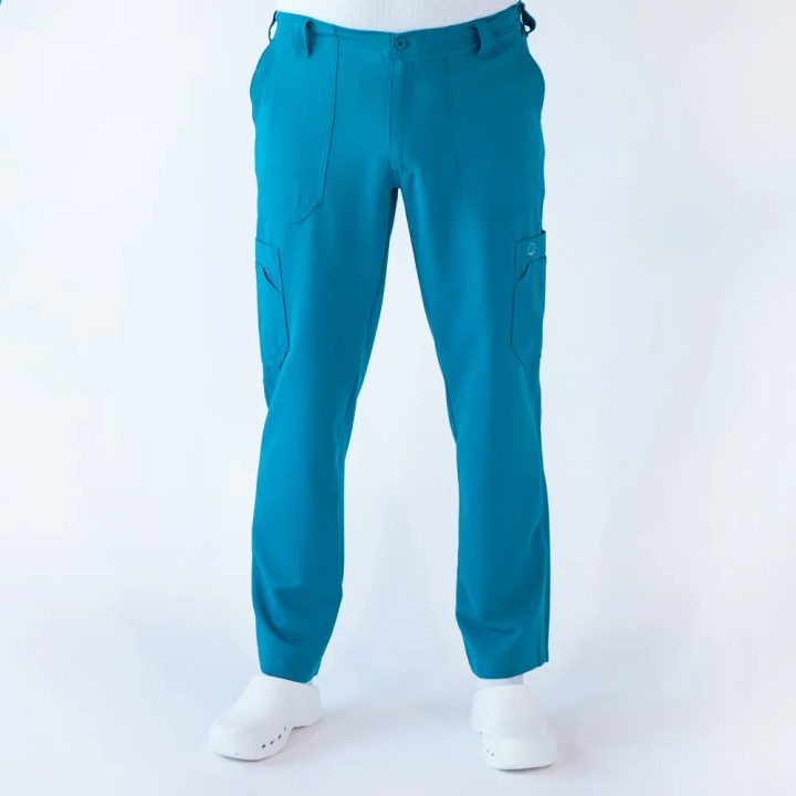 Pantaloni medicali Lotus Flex, stretch, pentru barbati, turcoaz inchis, TRS-KH2 - imagine 1