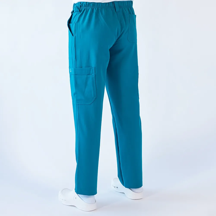 Pantaloni medicali Lotus Flex, stretch, pentru barbati, turcoaz inchis, TRS-KH2 - imagine 2